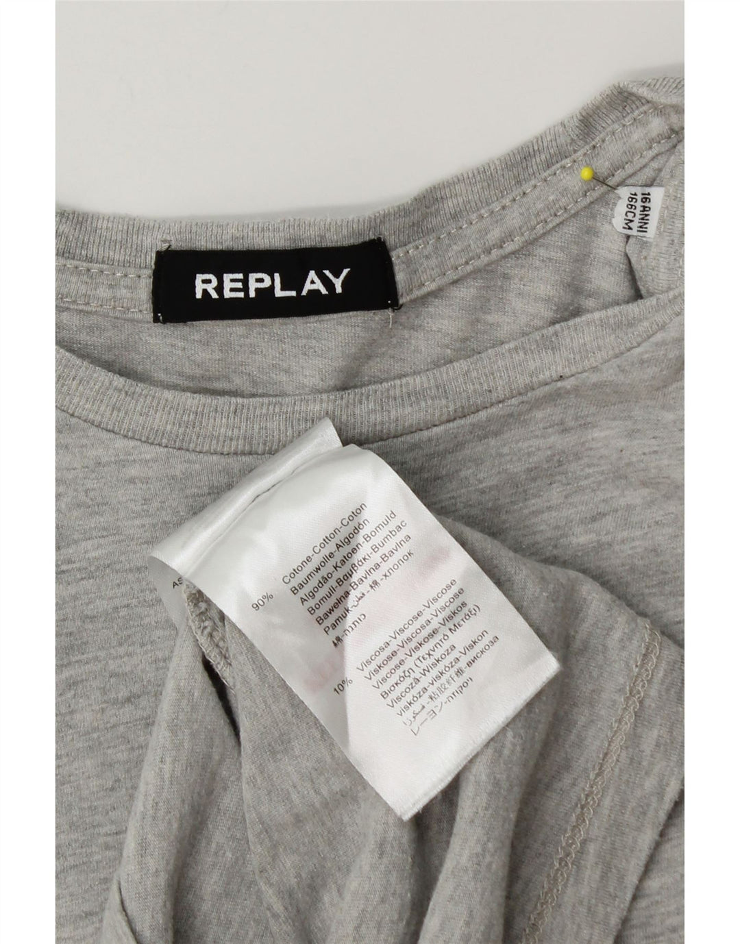 Replay Langarmshirt mit Grafik für Jungen, 15–16 Jahre, graue Baumwolle