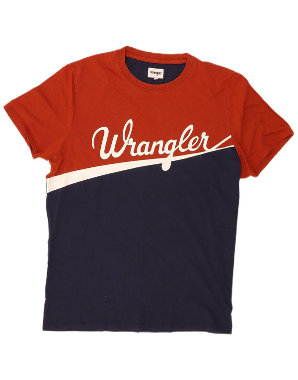 Wrangler Herre grafisk T-shirt Top Stor marineblå Colourblock Bomuld