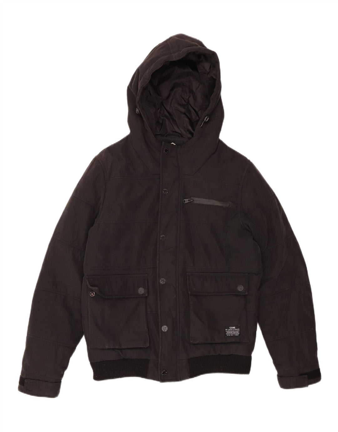 JACK & JONES Ανδρικό μπουφάν με κουκούλα UK 38 μεσαίο μαύρο πολυεστέρα