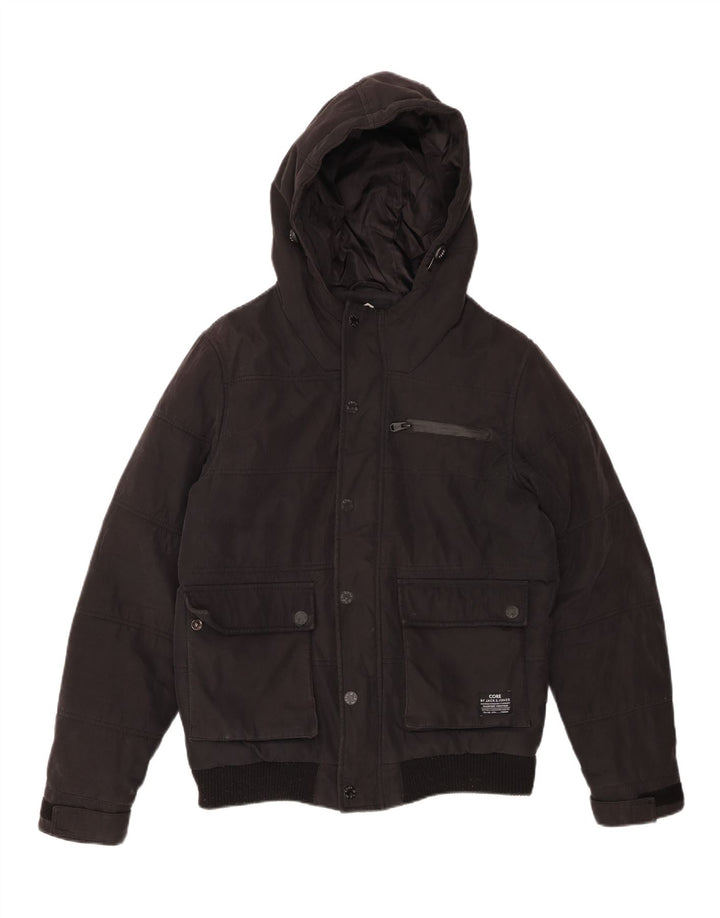 JACK & JONES Ανδρικό μπουφάν με κουκούλα UK 38 μεσαίο μαύρο πολυεστέρα