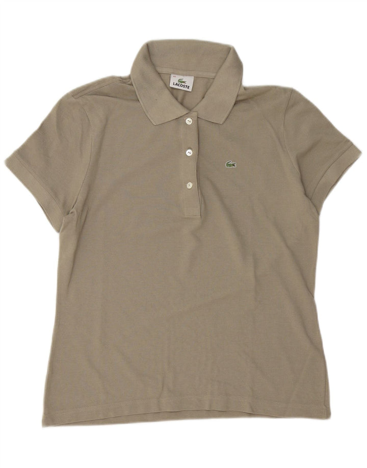 LACOSTE Womens Polo Shirt Size 44 Large Grey Cotton