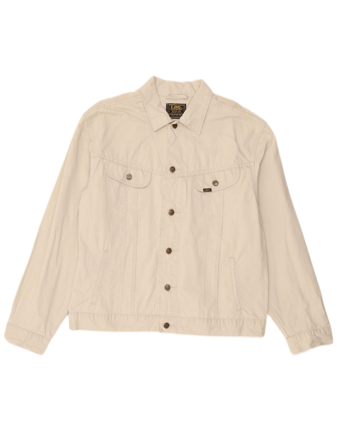 Lee Mens Bomber Jacket UK 42 XL Beige Cotton