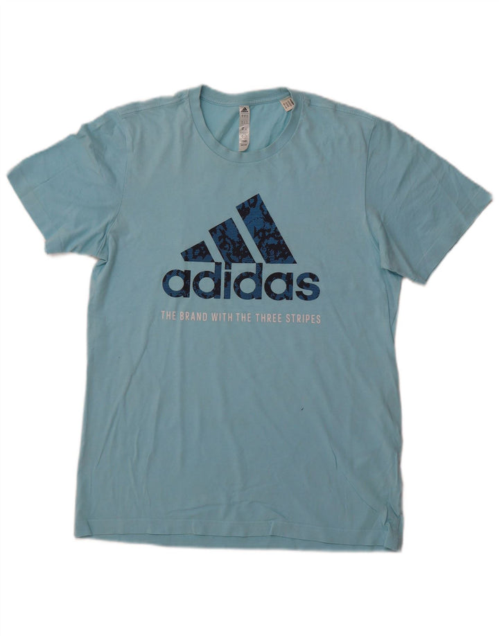 ADIDAS Mens Graphic T-Shirt Top Small Blue Cotton