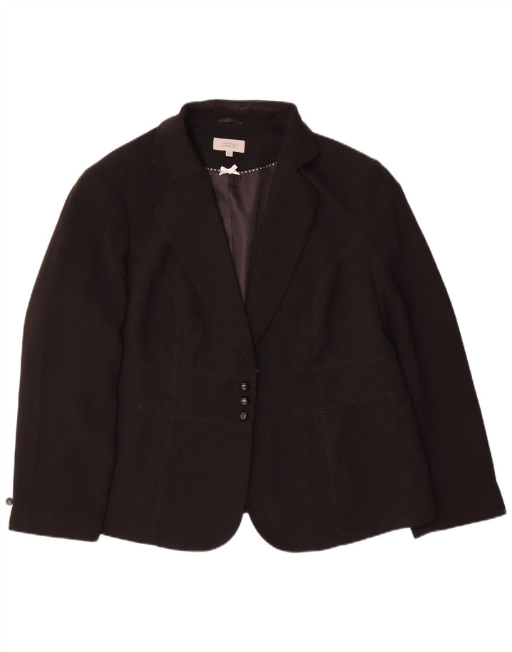 Marks & Spencer Dame 3 Button Blazer Jacket UK 20 2XL Sort Polyester