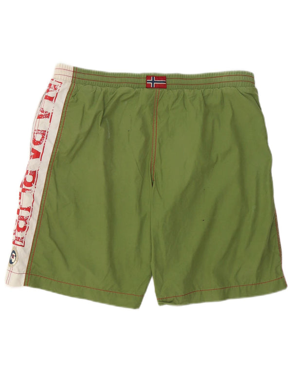 Napapijri Mens Graphic Swimming Shorts Large Green Colourblock Polyester