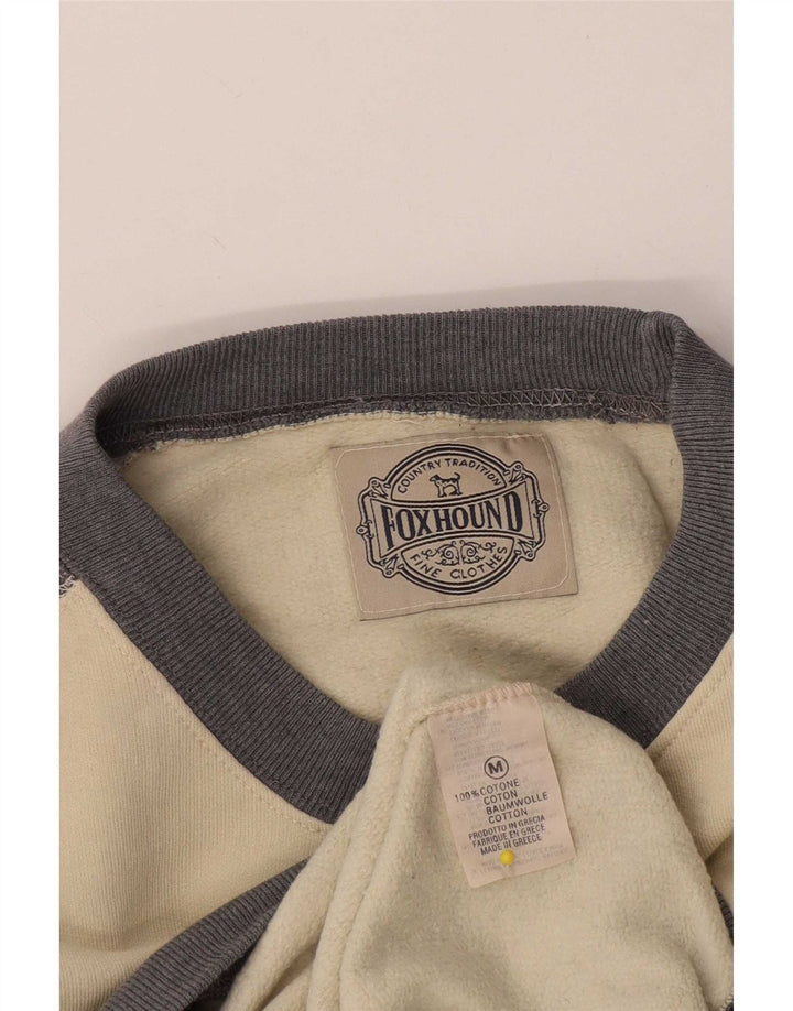 Foxhound Mens Graphic Sweatshirt Jumper Medium Off White Colourblock Cotton