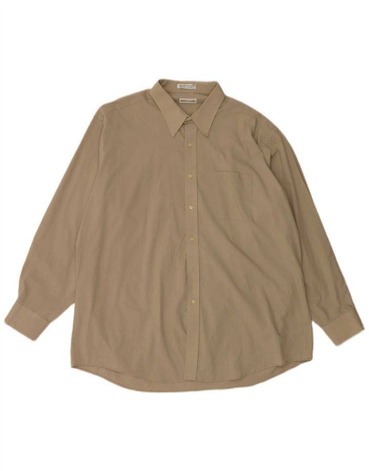 Pierre Cardin Mens Shirt Size 18 XL Beige Cotton