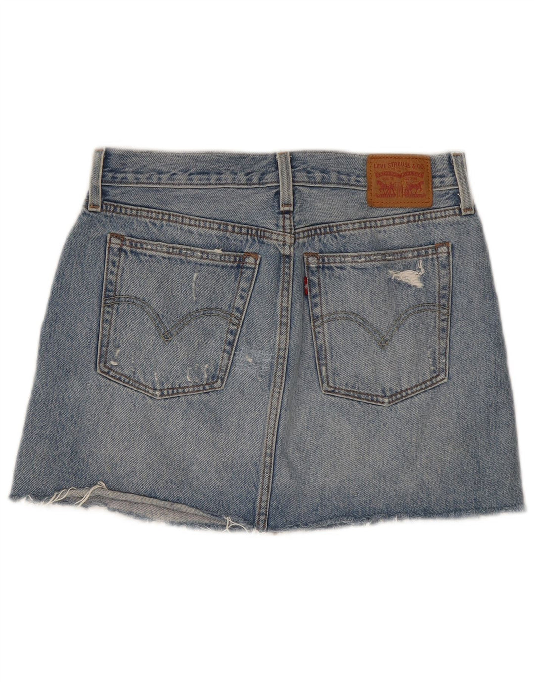 Mini gonna in denim effetto invecchiato da donna Levi's W28 in cotone blu medio