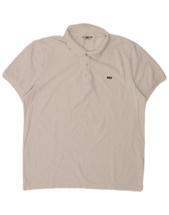 Rifle Mens Polo Shirt XL White Cotton