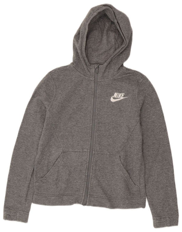 Pulover Nike pentru fete, cu fermoar, 12-13 ani, mare, gri, bumbac