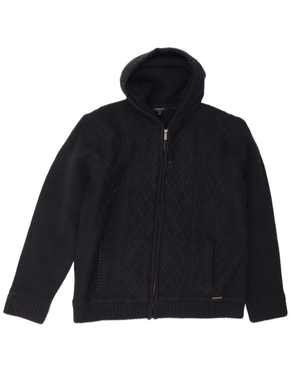 Suéter de cardigã com capuz masculino Weird Fish grande acrílico azul marinho