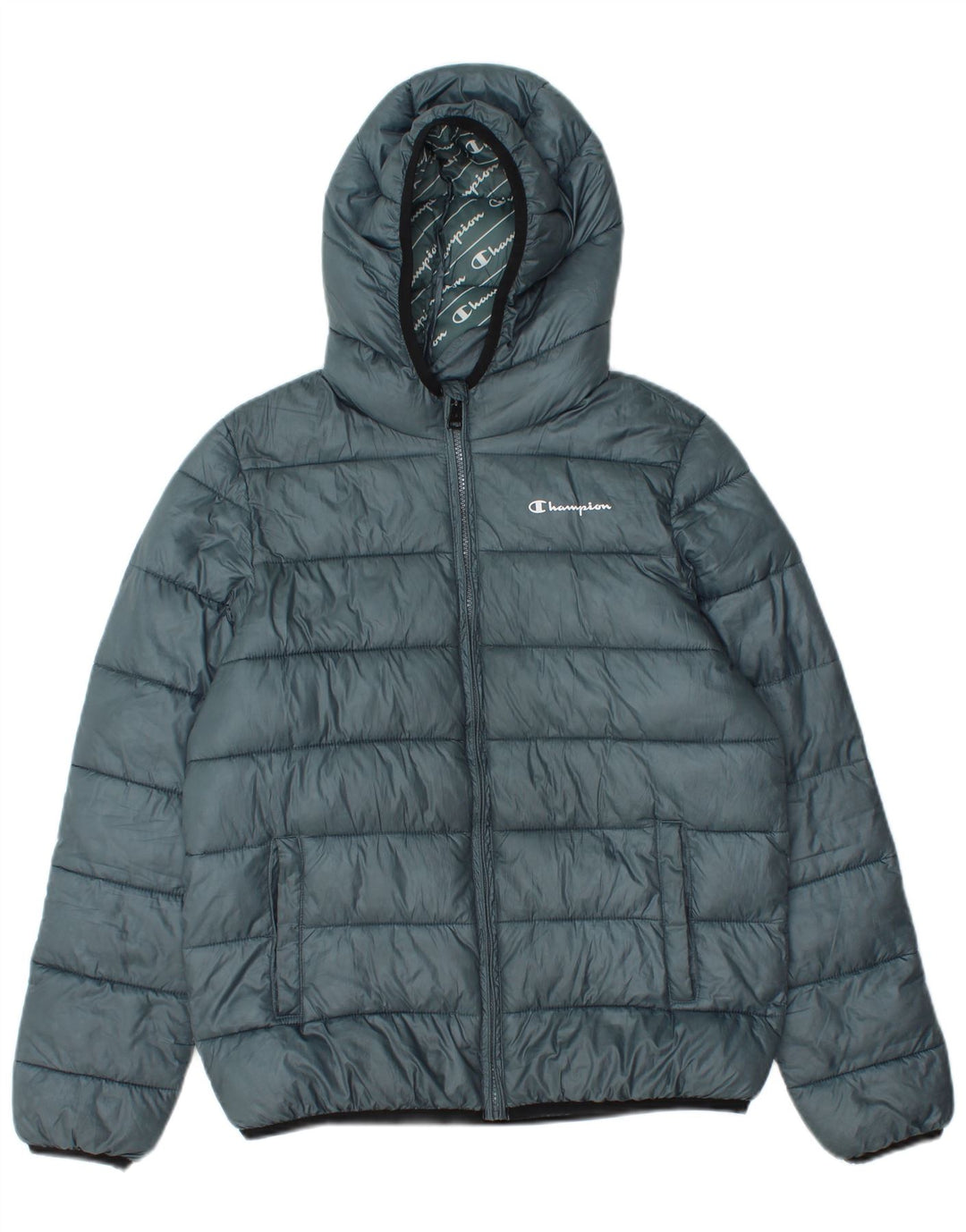 Champion Mens Hooded Padded Jacket UK 36 Small Blue Polyester