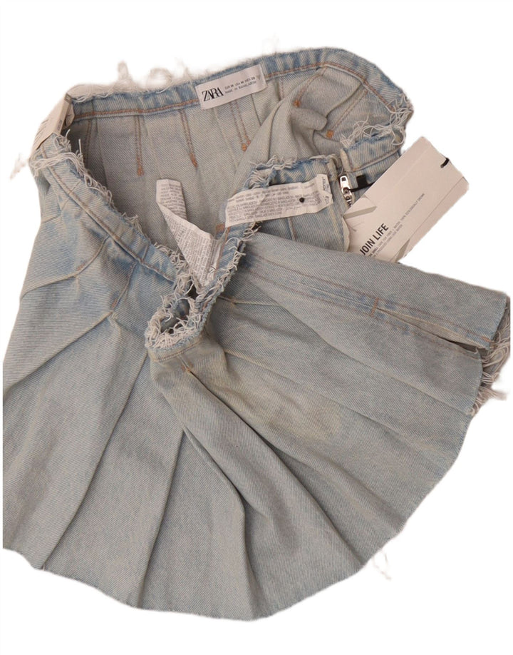Zara Dame Mini Denim Nederdel Medium W28 Blå Bomuld