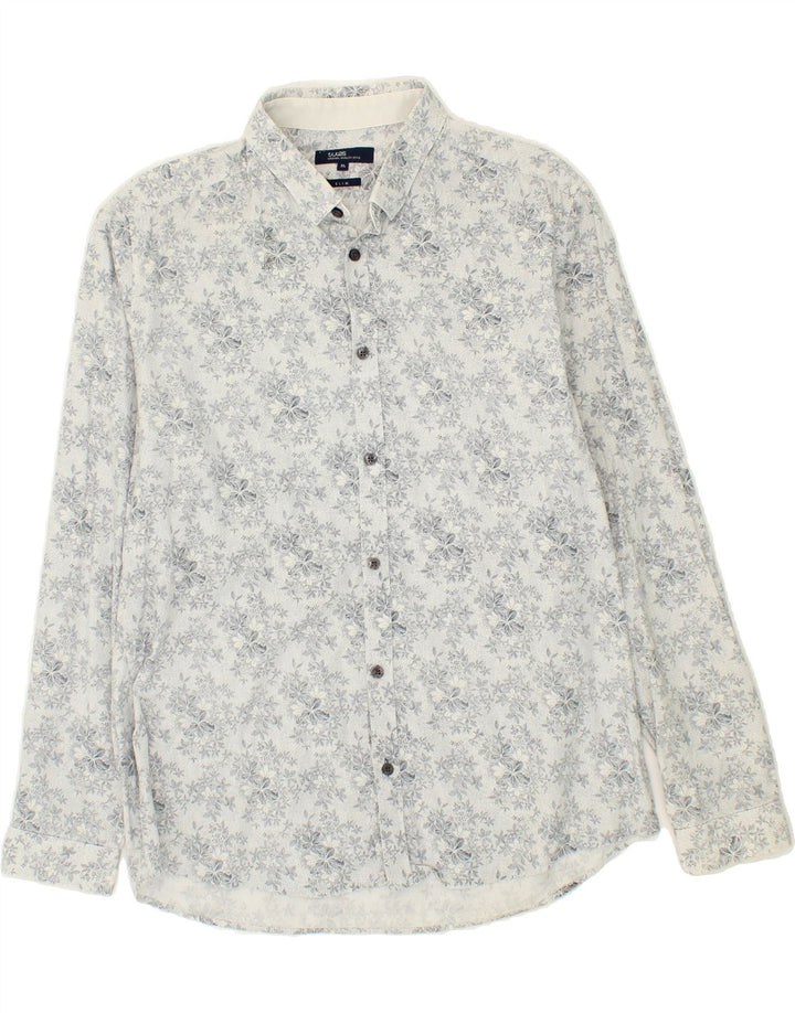 JULES Mens Slim Shirt XL Grey Floral Vintage Jules and Second-Hand Jules from Messina Hembry 