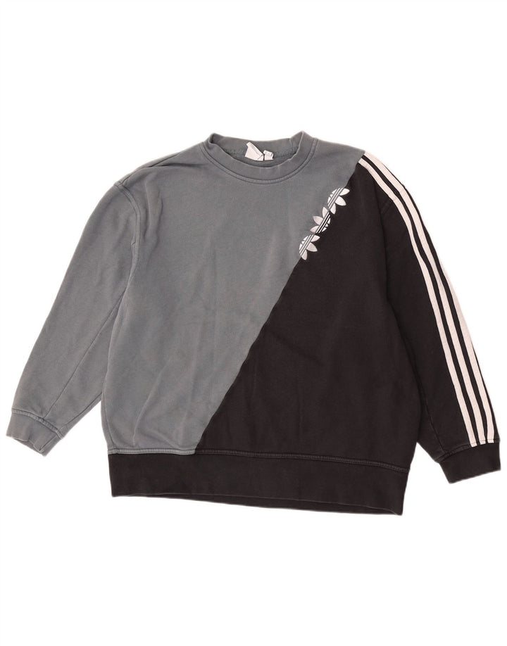 Adidas Graphic Sweatshirt Jumper UK 12 Medium Grey Colourblock