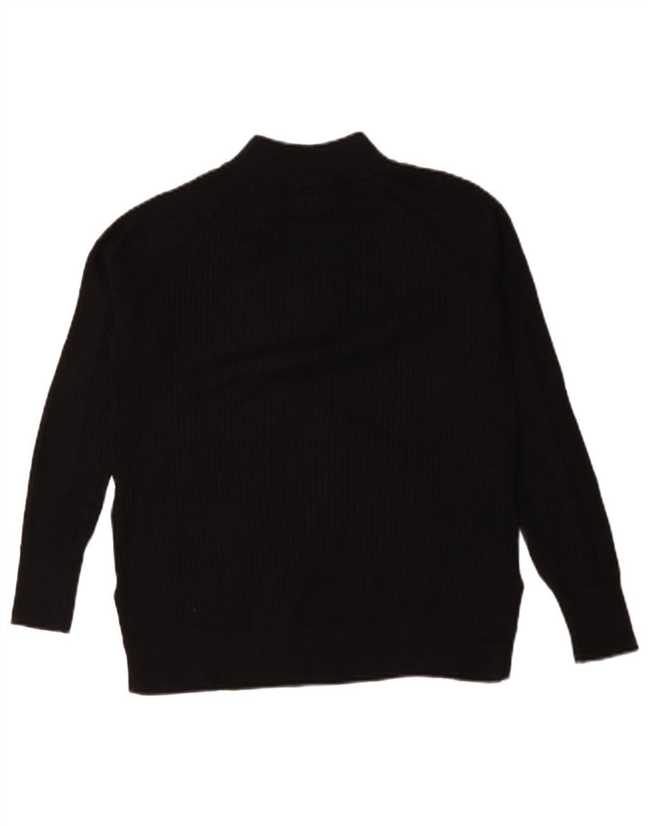 Marks & Spencer Womens Oversized Zip Neck Jumper Sweater UK 6 XS Black