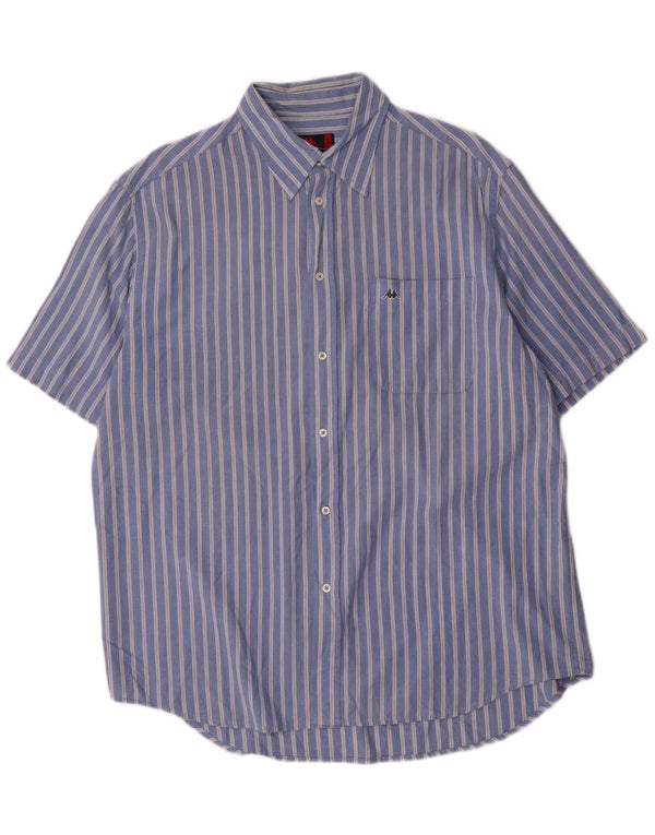 Kappa Mens Short Sleeve Shirt Large Blue Pinstripe Cotton
