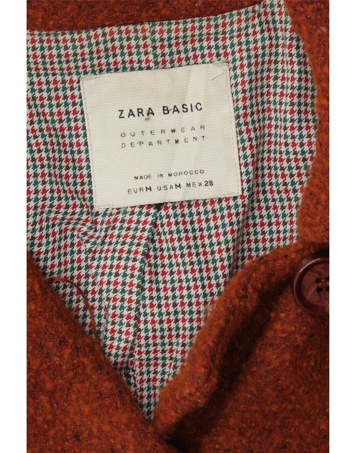 Zara Γυναικείο παλτό με διπλό στήθος UK 12 Μαλλί μεσαίου καφέ