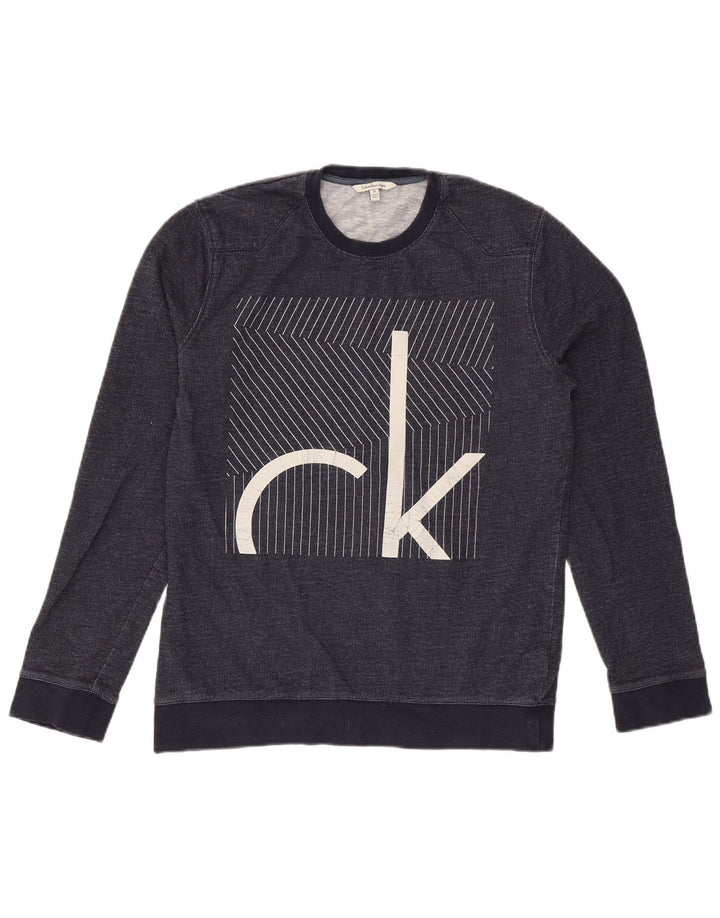 Calvin Klein Jeans Felpa grafica da uomo Maglione medio blu navy