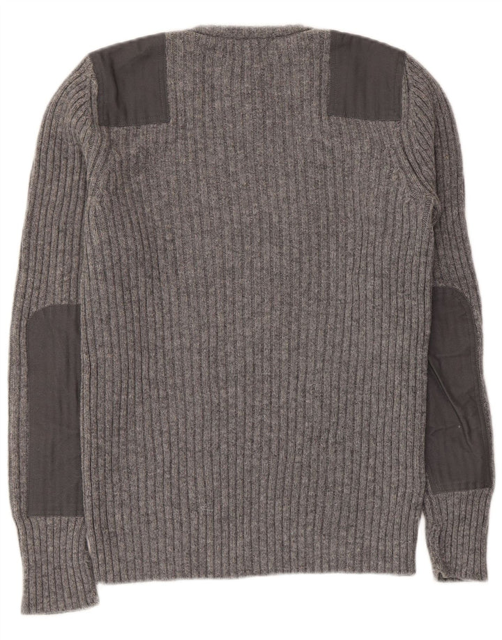 L.L.BEAN Womens Crew Neck Jumper Sweater UK 12 Medium Grey Cotton