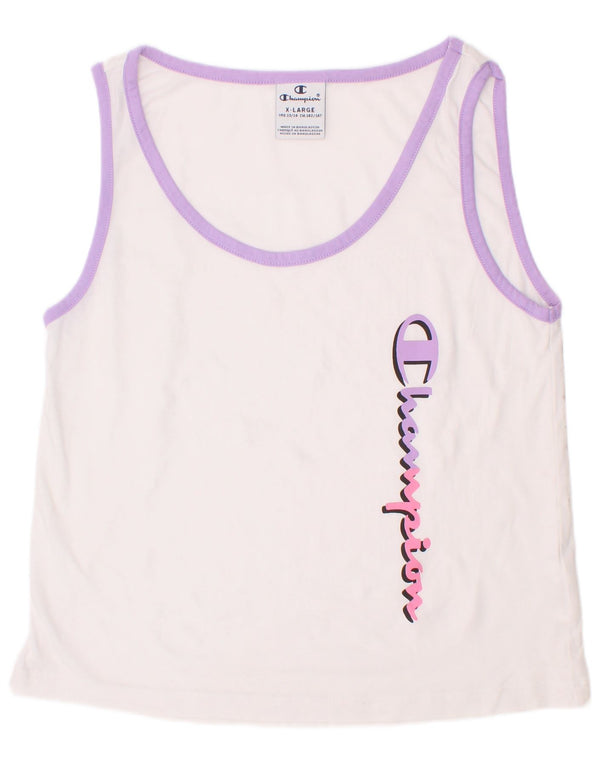 Canotta grafica per ragazze Champion 13-14 anni XL in cotone bianco