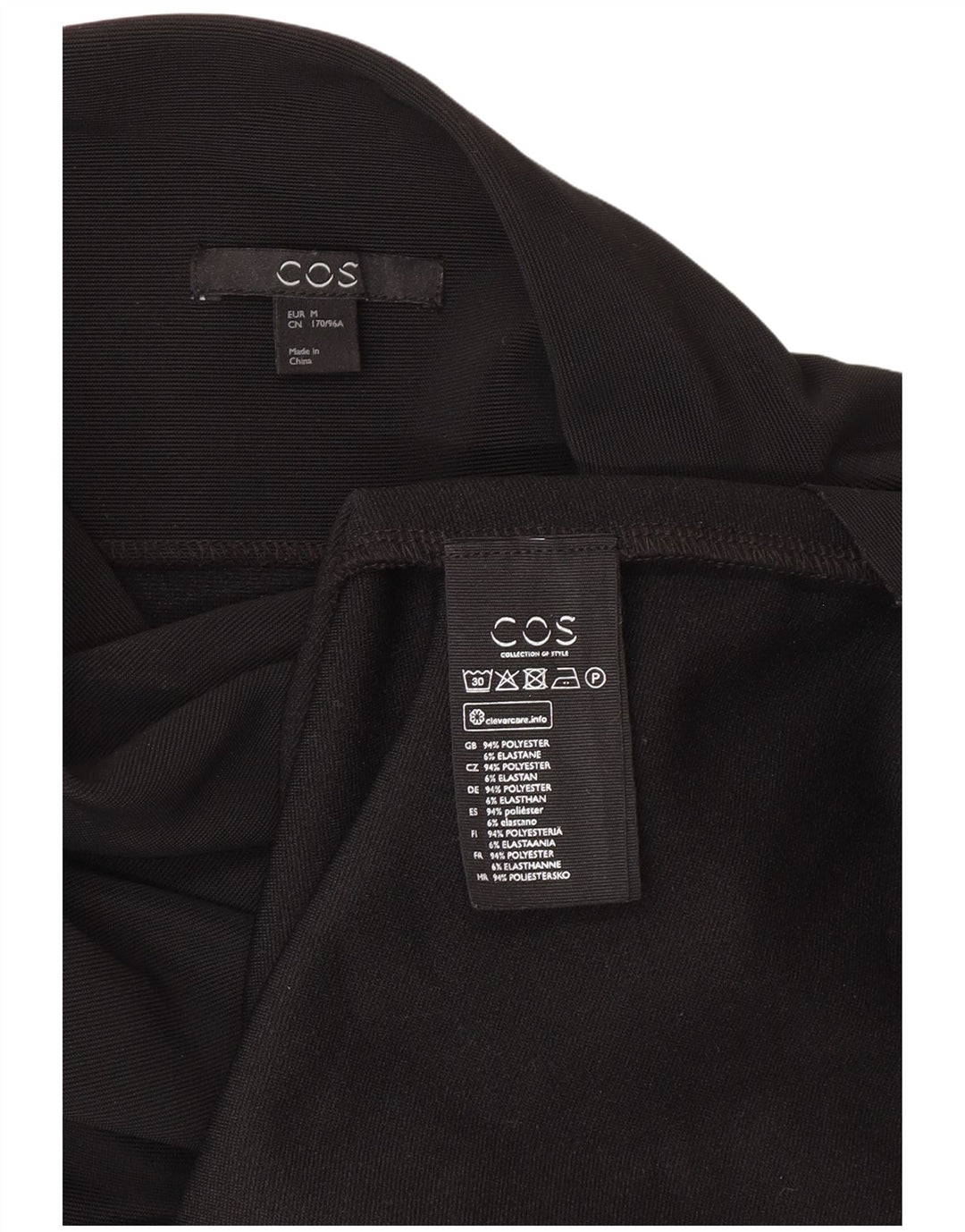 Cos Womens 3/4 Sleeve Tunic Dress UK 14 Medium Black Polyester