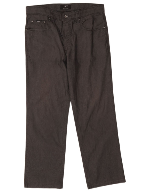 Bugatti Mens Cordoba Straight Casual Trousers W34 L26 Grey Herringbone