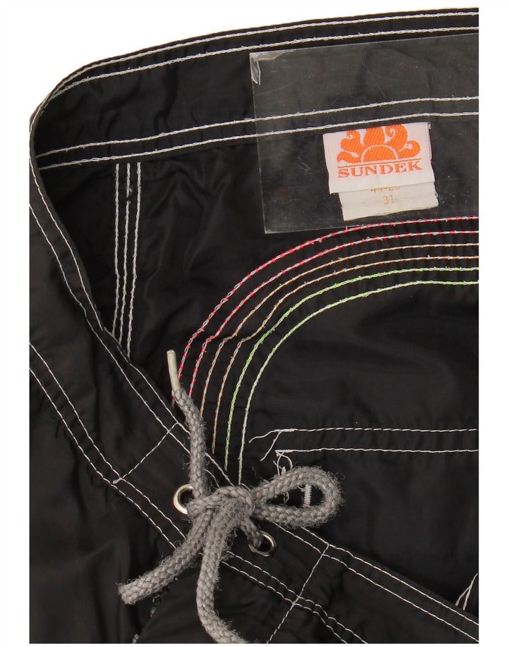 Sundek Mens Swimming Shorts Medium  Black Striped Nylon