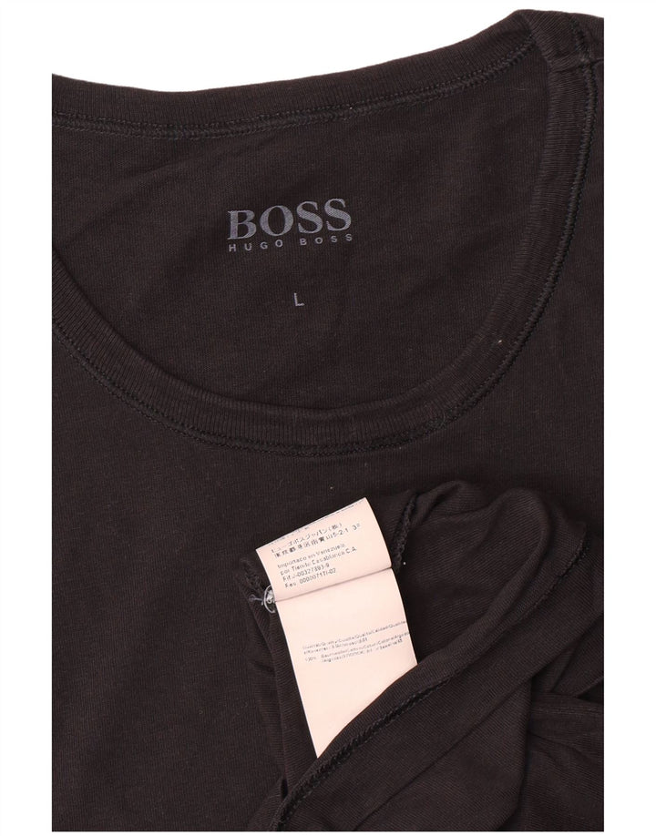 Hugo Boss Mens T-Shirt Top Large Black Cotton