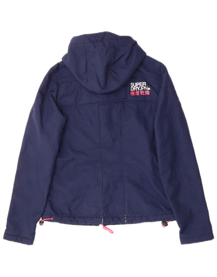 Superdry Womens Hooded Windbreaker Jacket UK 6 XS Navy Blue Polyester