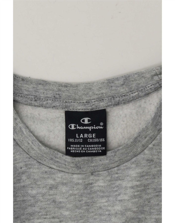 Champion Boys Graphic Sweatshirt Jumper 11-12 Years Large Grey Flecked