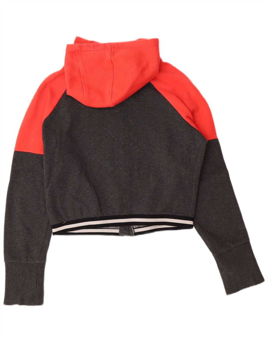 Suéter feminino ELLESSE com capuz e zíper oversized UK 6 XS cinza bloco de cores