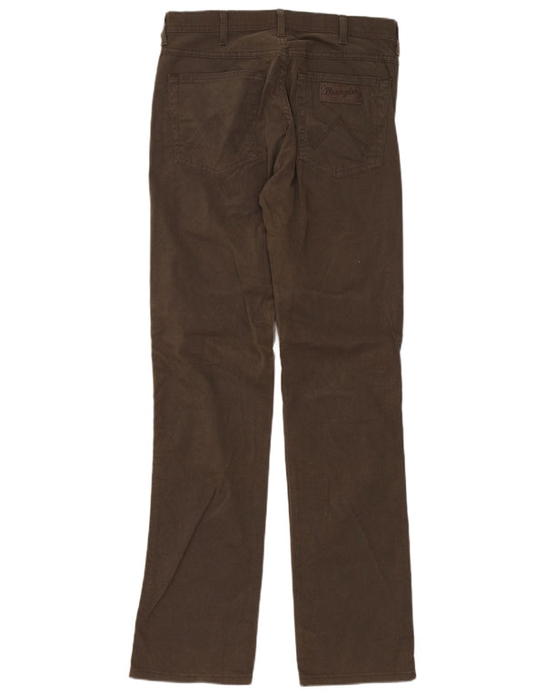 Wrangler Mens Arizona Stretch Straight Casual Trousers W32 L34 Brown Cotton