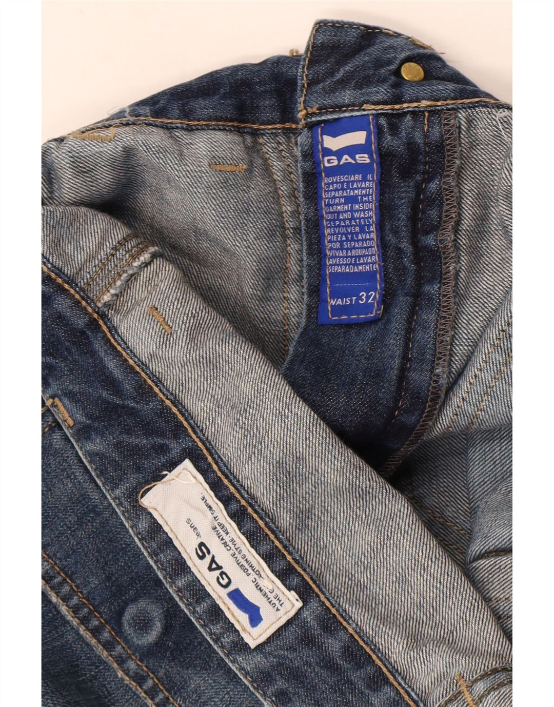Мужские потертые джинсы GAS Bootcut W32 L34 синие