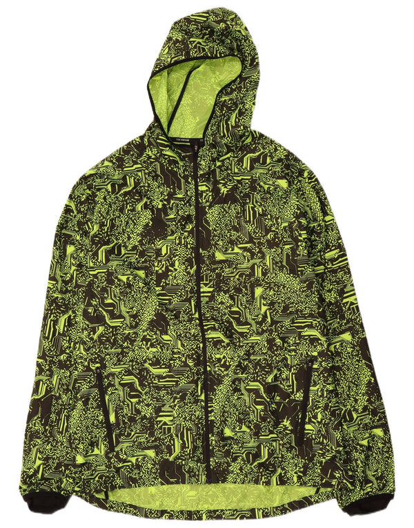 Nike Mens Running kapucnis esőkabát UK 42 XL zöld geometrikus poliészter