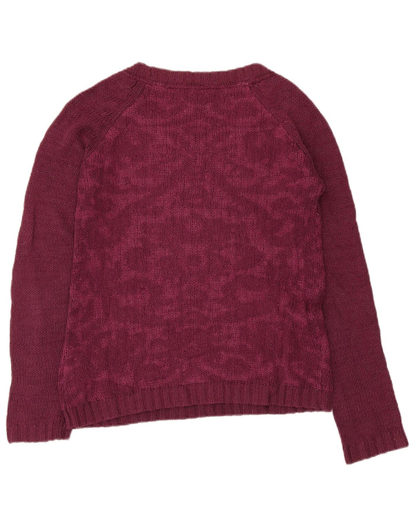 Fat Face Womens Boat Neck Jumper Sweater UK 8 Small Burgundy Paisley