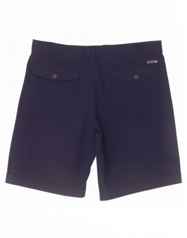 vintage Mens Chino Shorts IT 50 Large W34 Bleu Marine Coton