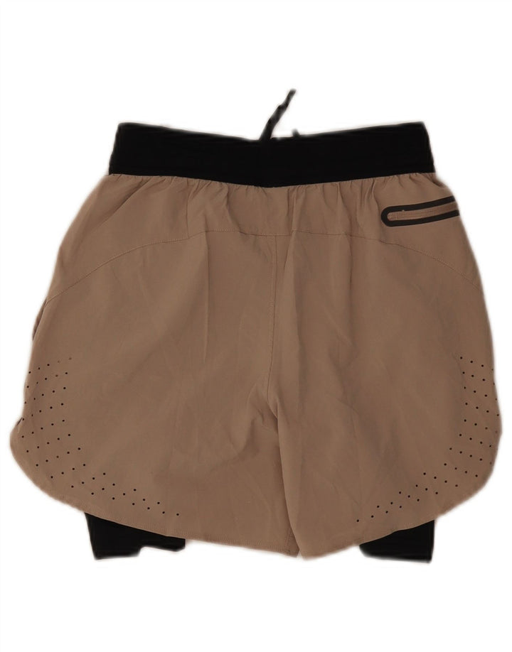 Nike Damen Sportshorts UK 8 Small Beige Colourblock Polyester