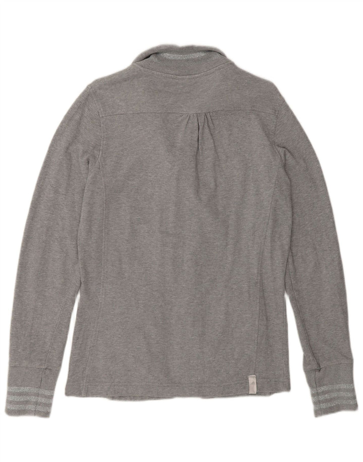 Adidas Womens Tracksuit Top Jacket UK 16 Large Grey Cotton