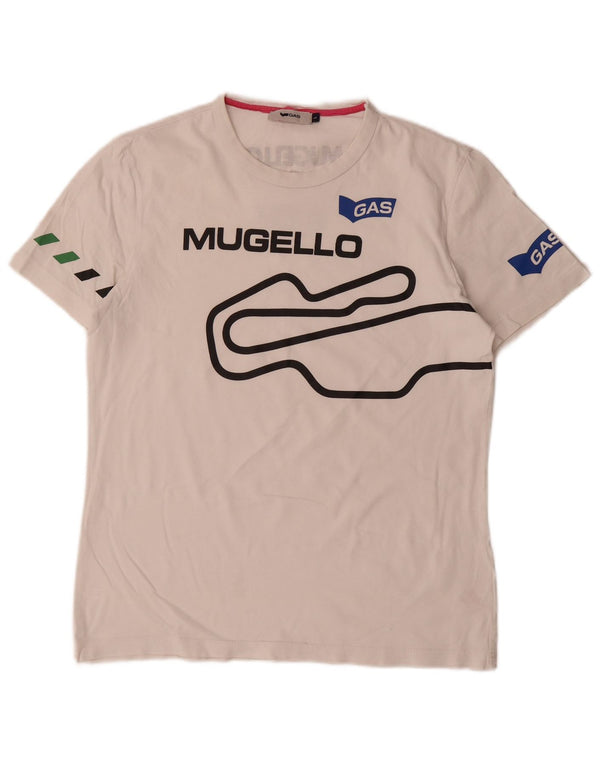 Gas Mens Graphic T-Shirt Top Large White Cotton