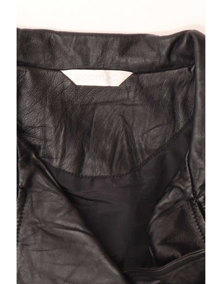 Promod Damen Leder Bikerjacke UK 8 Small Schwarz