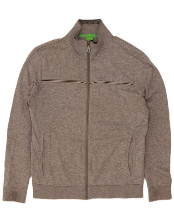 Giacca da ginnastica da uomo Hugo Boss piccola in cotone a righe grigie