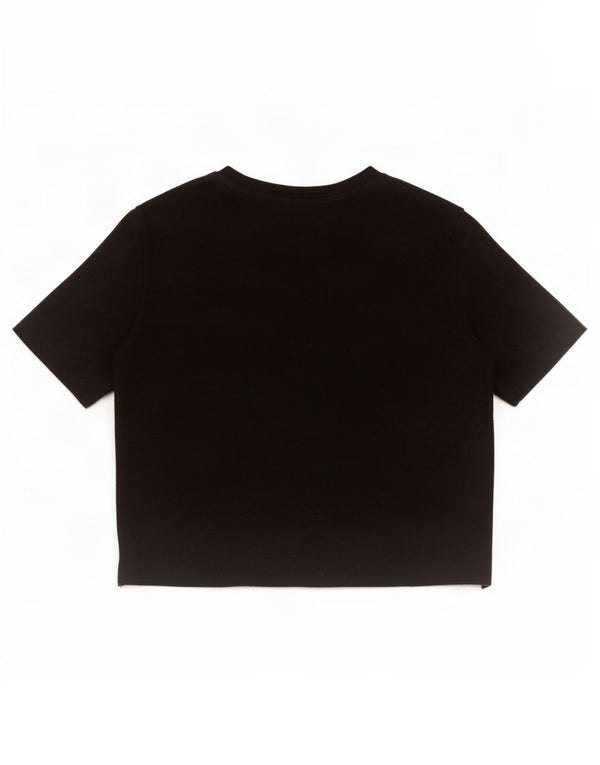 Zara Womens Crop Bluse Top UK 12 Medium Black Bomuld