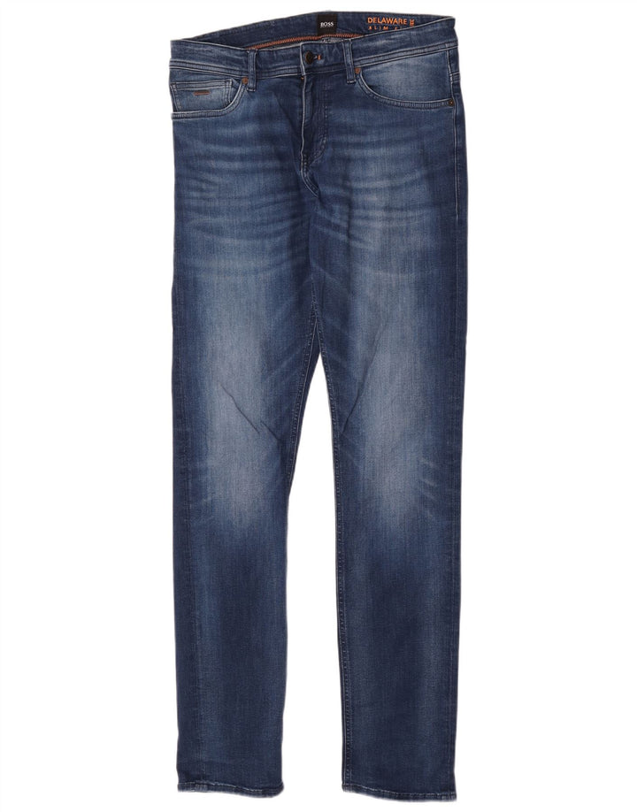 Hugo Boss Womens Delaware Slim Jeans W32 L34 Blue Cotton