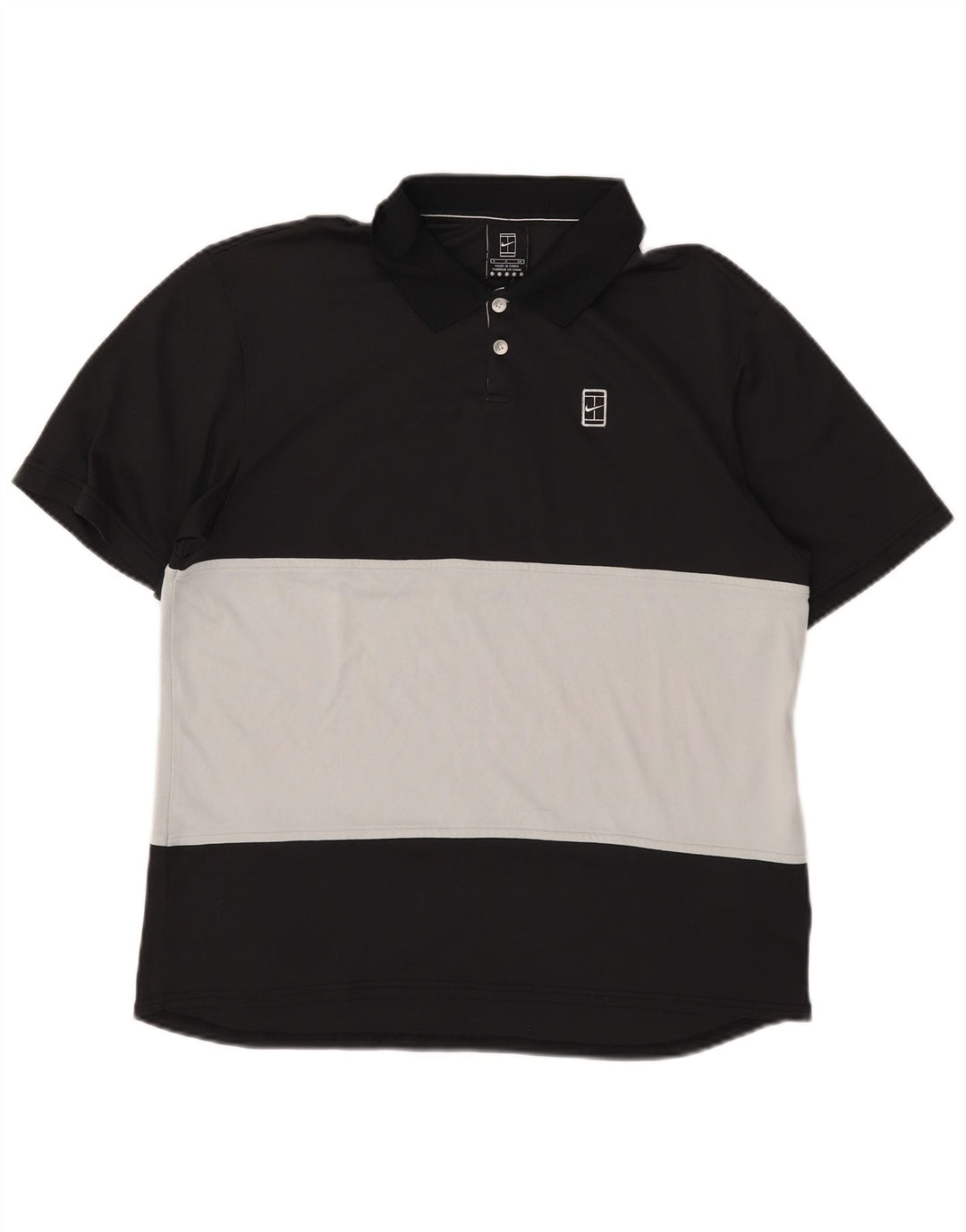 Nike Mens Polo Shirt Small Black Colourblock Polyester