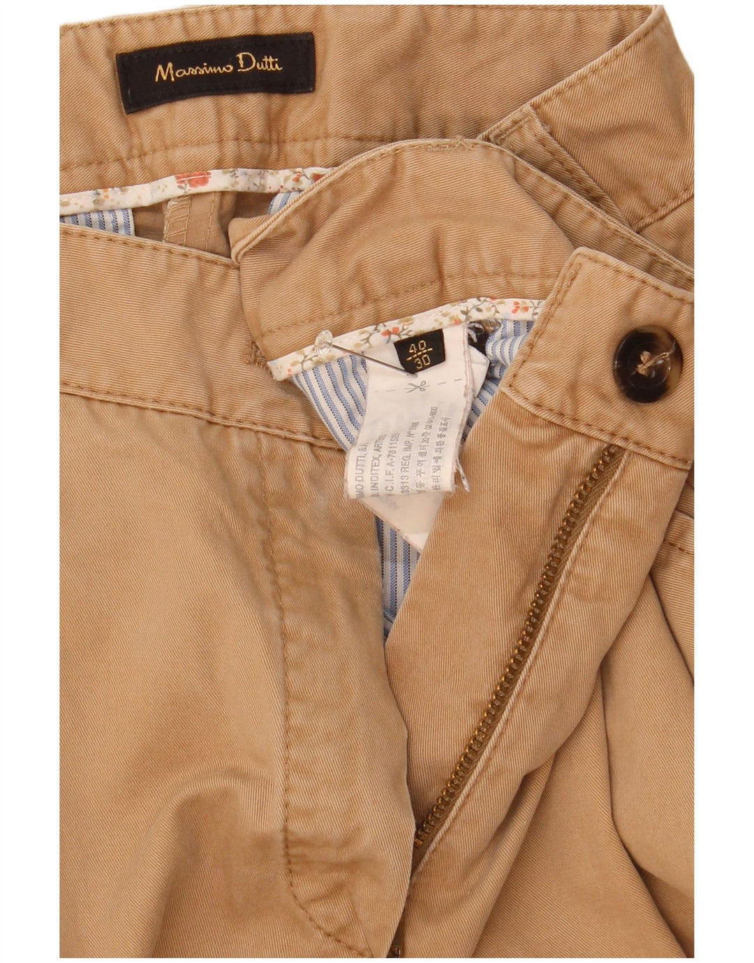 Massimo Dutti Womens Pegged Chino Trousers EU 40 Medium W30 L31 Beige
