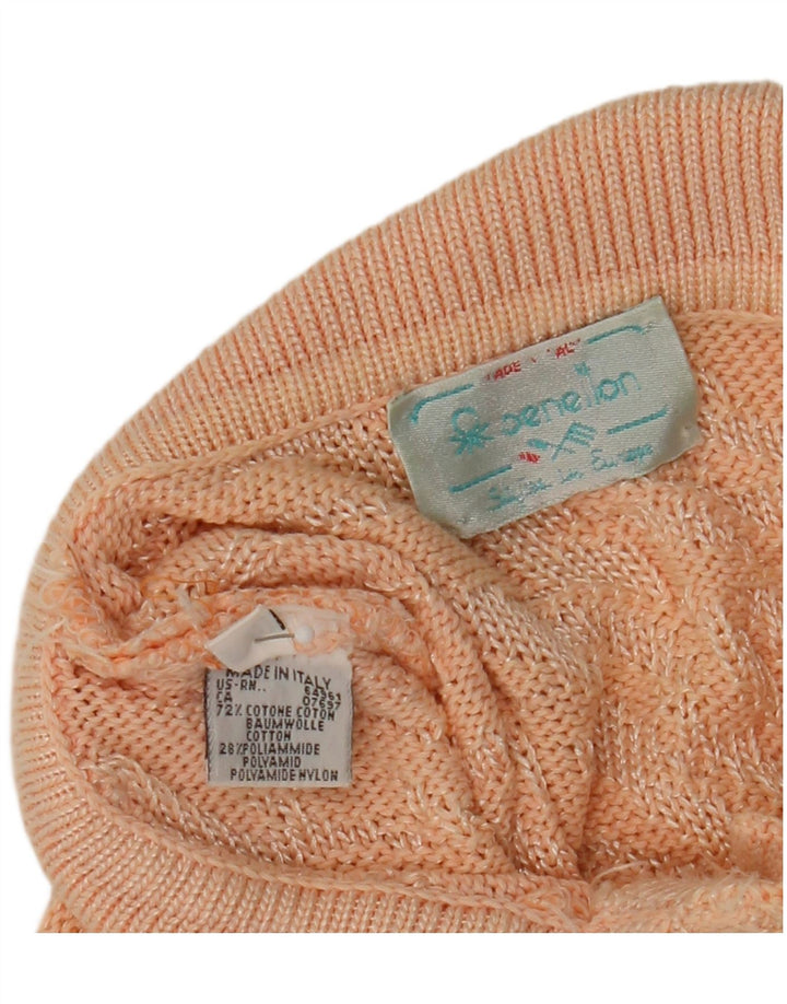 Benetton Womens Abstract Pattern Polo Neck Jumper Sweater IT 48 XL Pink
