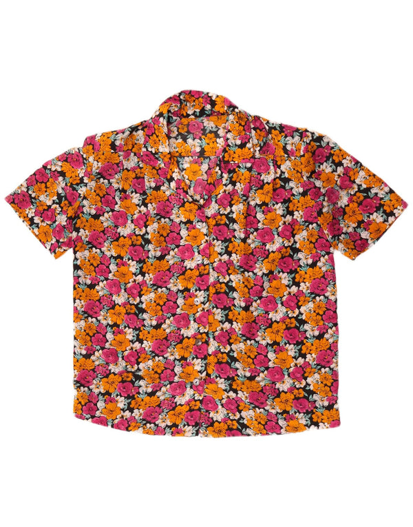 Vintage Womens Short Sleeve Shirt UK 20 2XL Multicoloured Floral