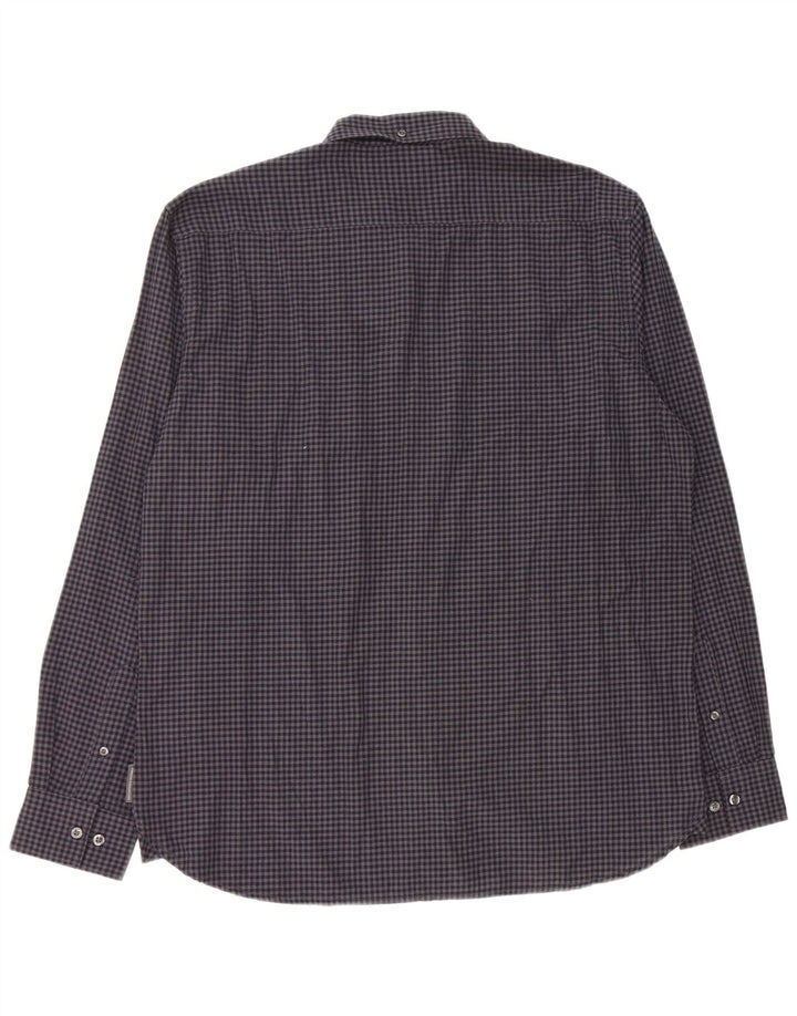 French Connection Mens Shirt XL Navy Blue Gingham Cotton