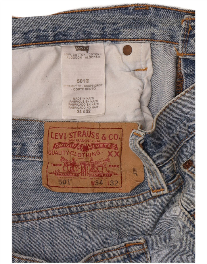 Levi's Mens Straight Jeans W34 L32 Blue Cotton